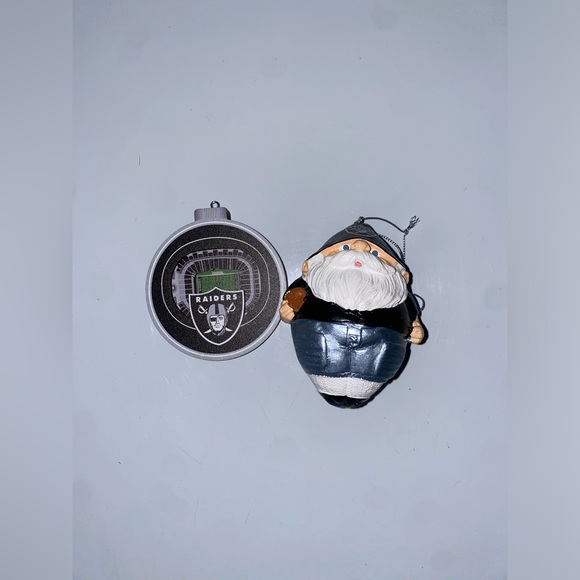 FOCO NFL Oakland Raiders Mini Gnome Ornament & Raiders 3D Stadium Ornament - Picture 3 of 14